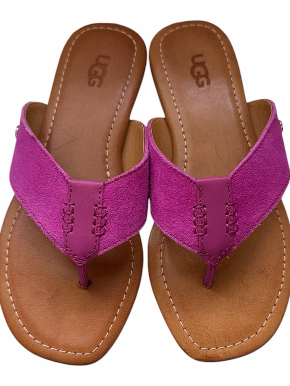 UGG Women's Pink Suede Thong Sandals